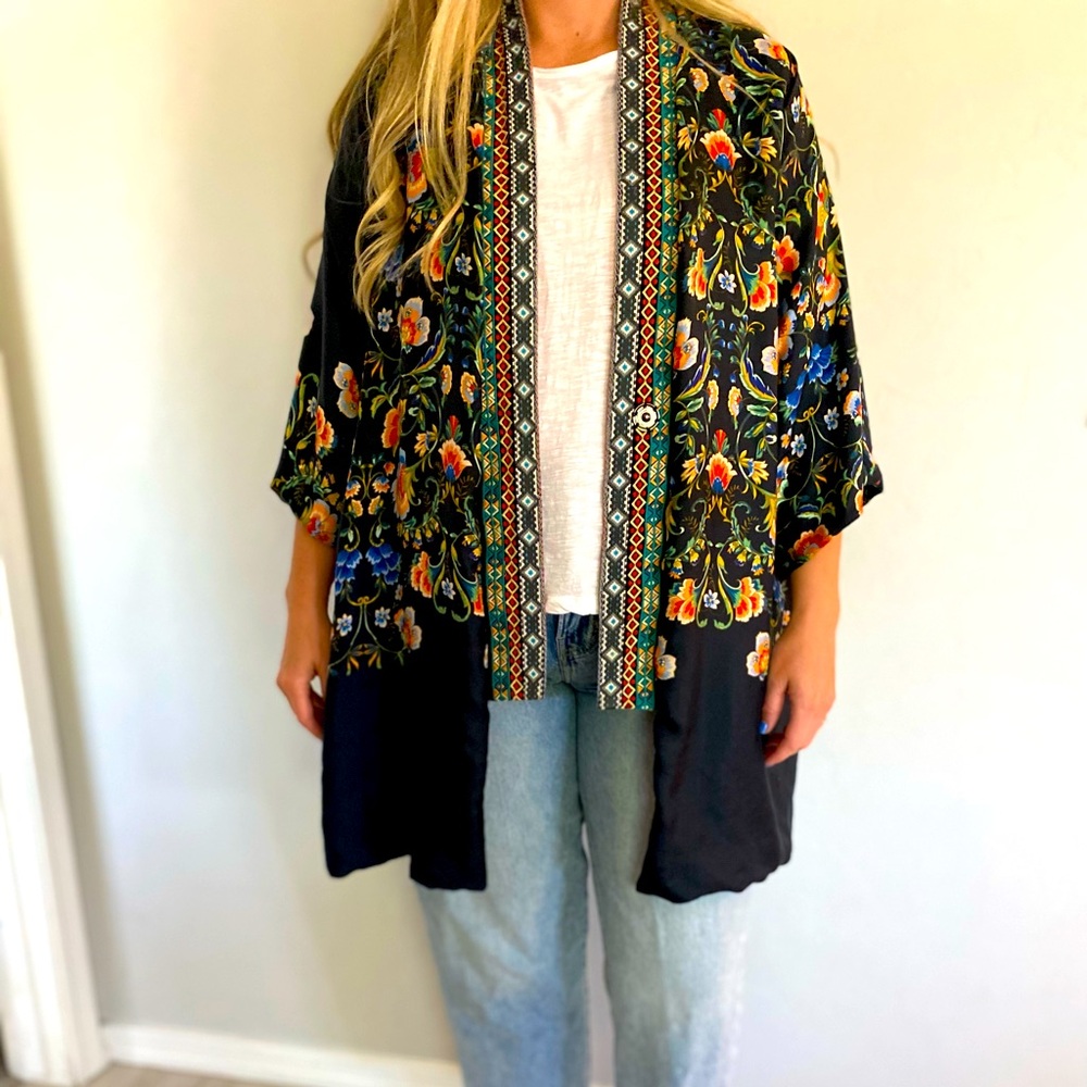 Johnny Was Reversible velvet Kimono L/XL fit